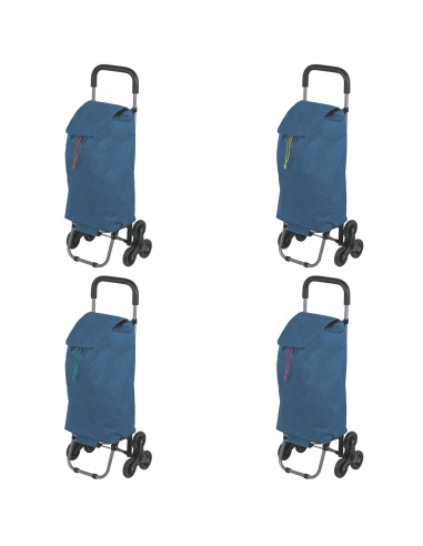 CARRELLO SPESA JEANS 6 RUOTE 4 COLORI ASSORTITI