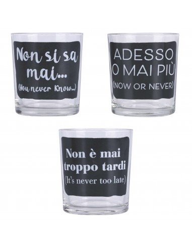 MOODS SET 3 BICCHIERI VETRO 270ML NERO SERIE 2