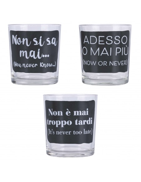 MOODS SET 3 BICCHIERI VETRO 270ML NERO SERIE 2