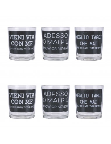 MOODS SET 6 BICCHIERI VETRO 270ML NERO