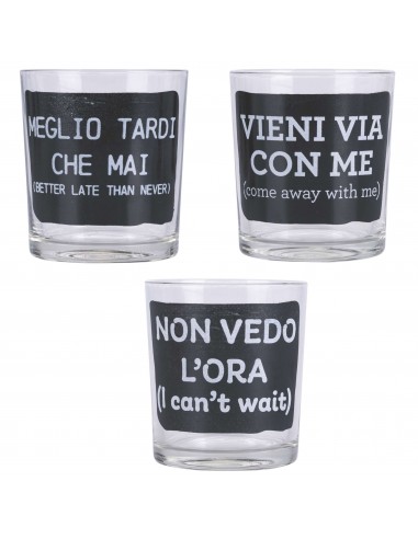 MOODS SET 3 BICCHIERI VETRO 270ML NERO SERIE 1