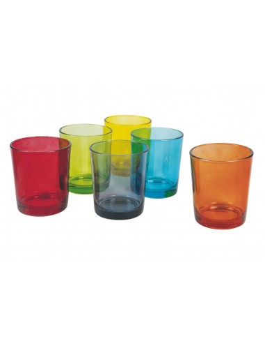 SET 6 BICCHIERI VETRO 370 ML 6 COLORI ASSORTITI