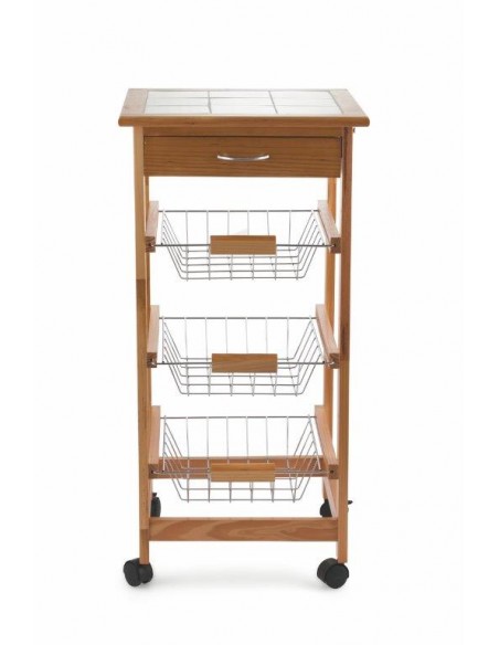CARRELLO CUCINA CILIEGIO PIANO CERAMICA 37X37X76