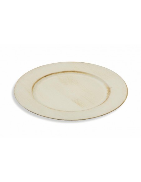 SOTTOPIATTO BIANCO CON BORDINO MARRONE DIAM. 33