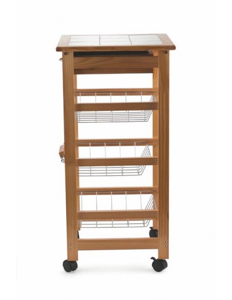 CARRELLO CUCINA CILIEGIO PIANO CERAMICA 37X37X76