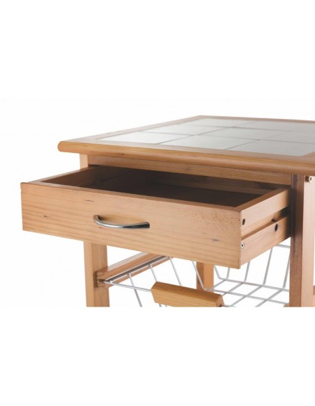 CARRELLO CUCINA CILIEGIO PIANO CERAMICA 37X37X76