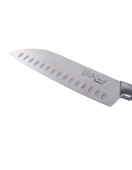 COLTELLO SANTOKU LAMA 18CM ACCIAO INOX MANICO NERO