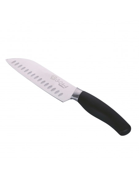 COLTELLO SANTOKU LAMA 18CM ACCIAO INOX MANICO NERO