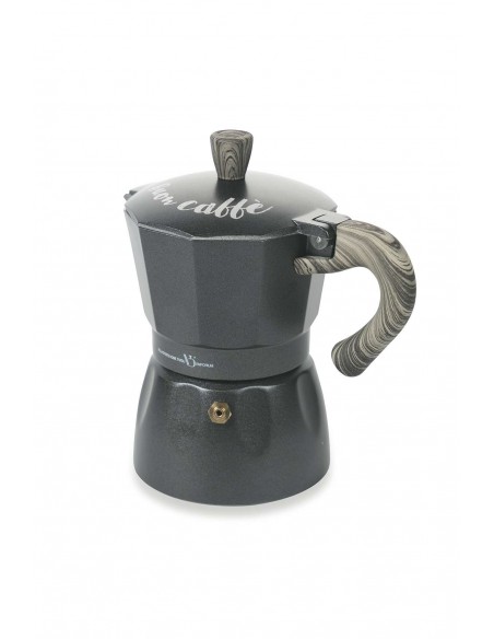 BUON CAFFÈ CAFFETTIERA ANTRACITE MANICO LEGNO 2TA