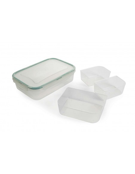 CONTENITORE ERMETICO 4 SCOMPARTI RETT.1 LT VERDE