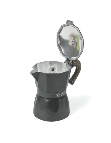 BUON CAFFÈ CAFFETTIERA ANTRACITE MANICO LEGNO 3TA