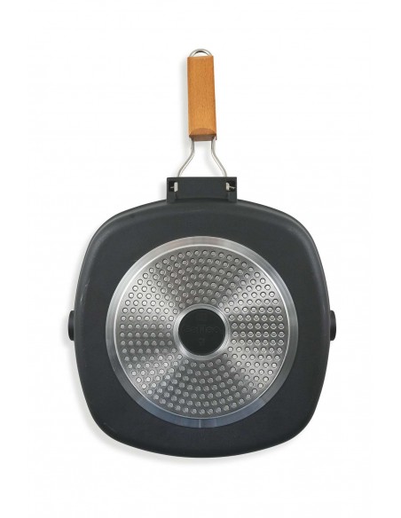 BISTECCHIERA 28X28 MANICO PIEGH.INDUZIONE NERO