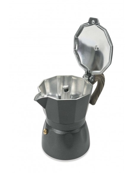 BUON CAFFÈ CAFFETTIERA ANTRACITE MANICO LEGNO 2TA