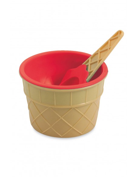 SET 2 COPPETTE GELATO CON CUCCHIAINO 3 COLORI ASSORTITI