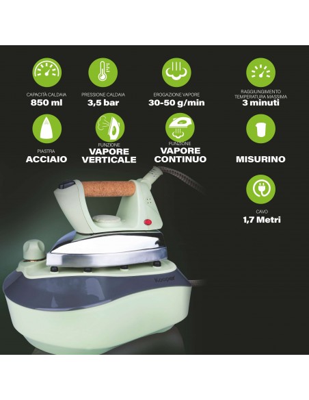 FERRO DA STIRO A VAPORE CON CALDAIA 2000W 850 ML