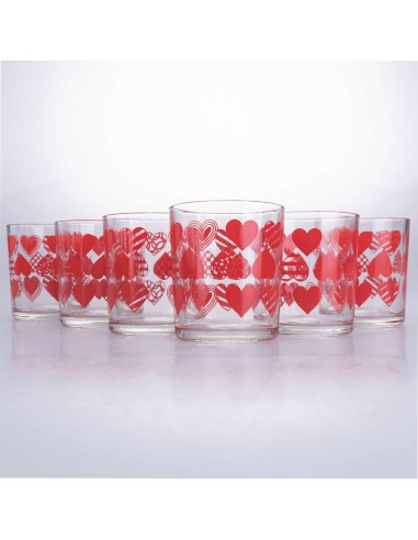 SET 6 BICCHIERI VETRO 270ML CUORI SET 6 BICCHIERI VETRO 270ML CUORI