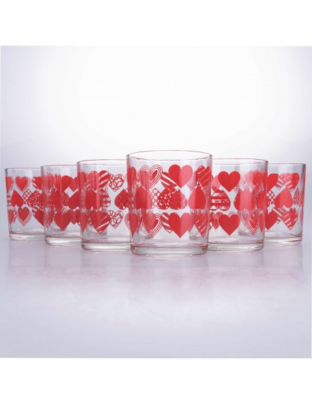 SET 6 BICCHIERI VETRO 270ML CUORI