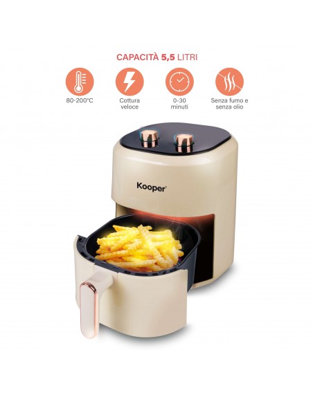 FRIGGITRICE ARIA 5,5LT 1400W AVORIO E MANOPOLE ORO