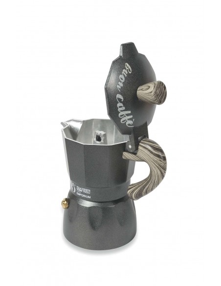 BUON CAFFÈ CAFFETTIERA ANTRACITE MANICO LEGNO 1TA