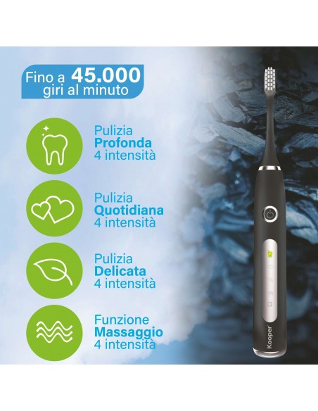 SPAZZOLINO ELETTRICO NERO 4 MODALITA  DI FUNZIONAM