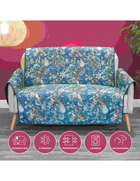 COPRIDIVANO ANTIM FLOWER 3 COLORI ASSORTITI 3 POSTI 279X179CM