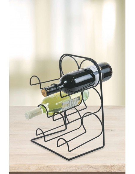 PORTABOTTIGLIE IN FERRO NERO PER 6 B0TTIGLIE