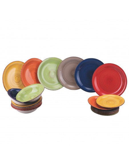 CANCUN SET TAVOLA 18 PZ 6 COLORI ASSORTITI