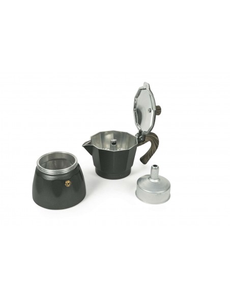 BUON CAFFÈ CAFFETTIERA ANTRACITE MANICO LEGNO 3TA