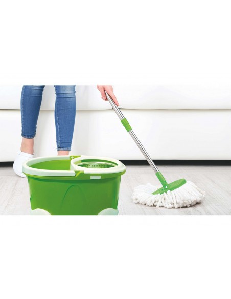 SUPER MOP VERDE 120CM CESTELLO IN ACCIAIO CON RUOTE