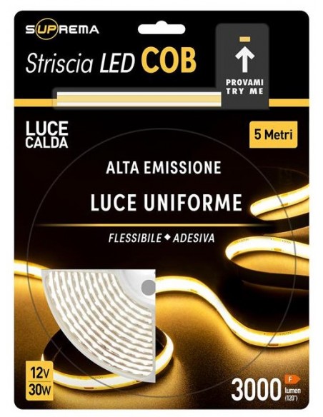 led strip cob 5m 320led 30w l.calda