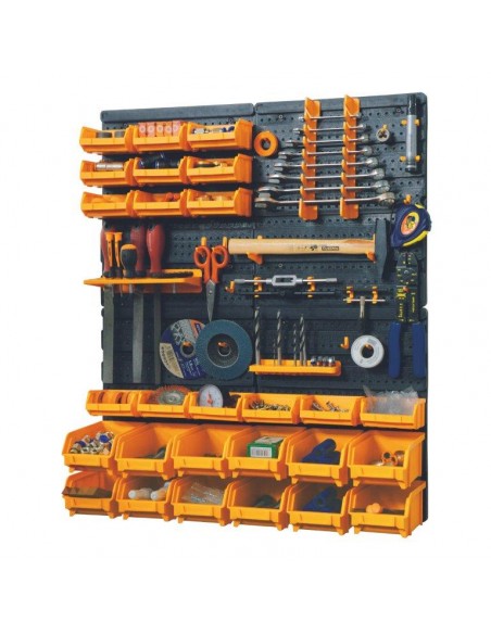 KIT 4 PANNELLI CON GANCI E CONTENITORI – 73 PEZZI