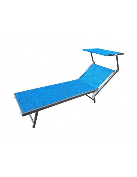 LETTINO ALLUMINIO 189X61 CON PARASOLE BLU