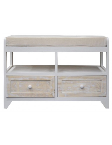 PANCA LEGNO CON CASSETTI E CUSCINO CM70X40X48