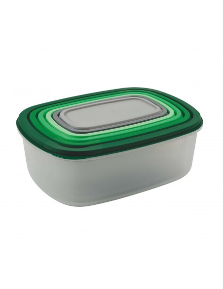 SET 6 CONTENITORI RETTANGOLARI CON COPERCHIO 3 COLORI ASSORTITI