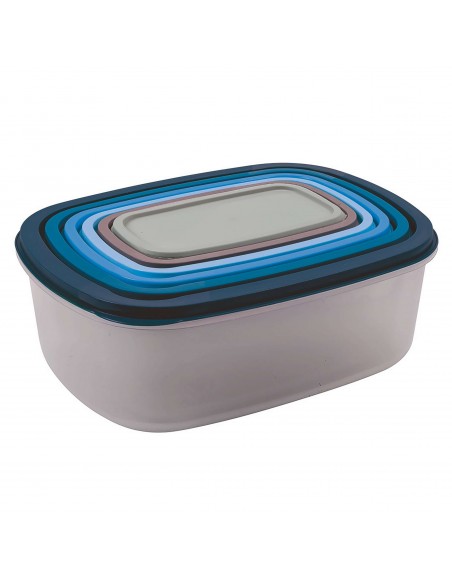 SET 6 CONTENITORI RETTANGOLARI CON COPERCHIO 3 COLORI ASSORTITI