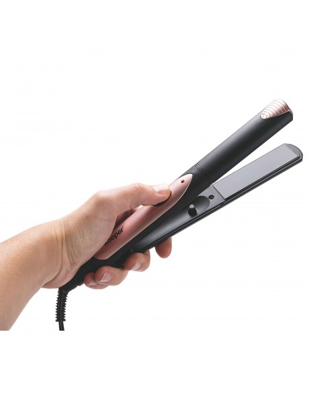 PIASTRA PER CAPELLI 30W NERA E ORO CHAMPAGNE