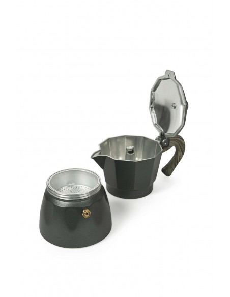 BUON CAFFÈ CAFFETTIERA ANTRACITE MANICO LEGNO 2TA