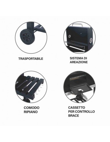 BBQ RETTANGOLARE DE LUXE CON COPERCHIO BBQ RETTANGOLARE DE LUXE CON COPERCHIO