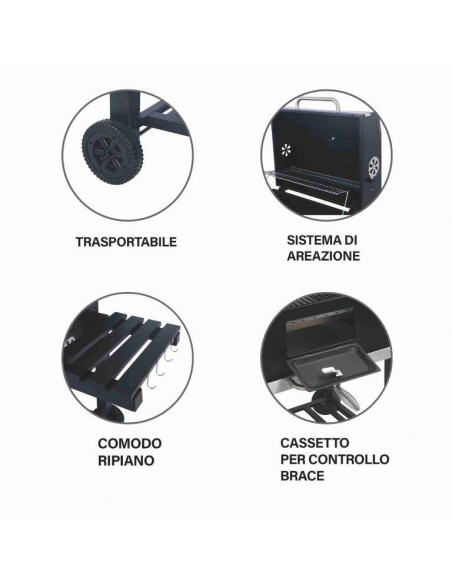 BBQ RETTANGOLARE DE LUXE CON COPERCHIO