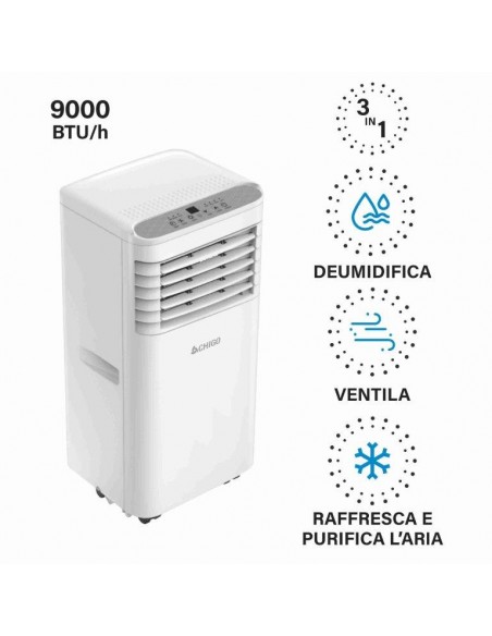 CONDIZIONATORE PORTATILE 9000 BTU 3 IN 1 CON ACCESSORI