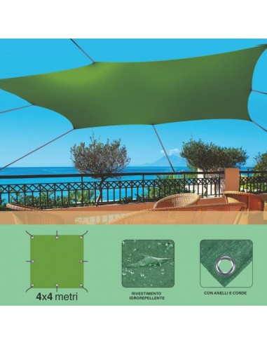 VELA QUADRATA IDROREPELLENTE 4X4MT VERDE VELA QUADRATA IDROREPELLENTE 4X4MT VERDE