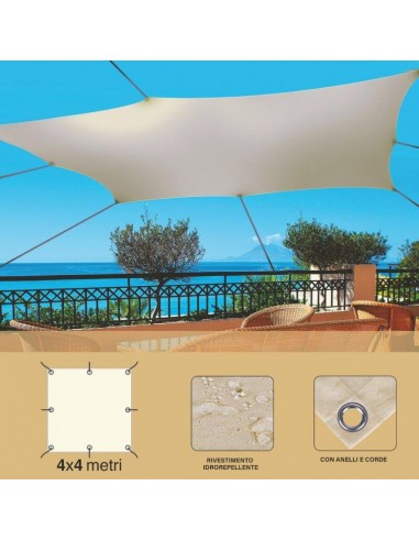 VELA QUADRATA IDROREPELLENTE 4X4MT ECRU' VELA QUADRATA IDROREPELLENTE 4X4MT ECRU'