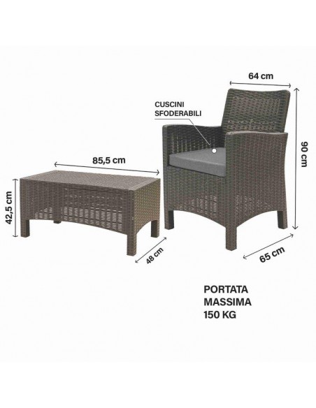 SET ESTE RATTAN 4 PEZZI GRIGIO
