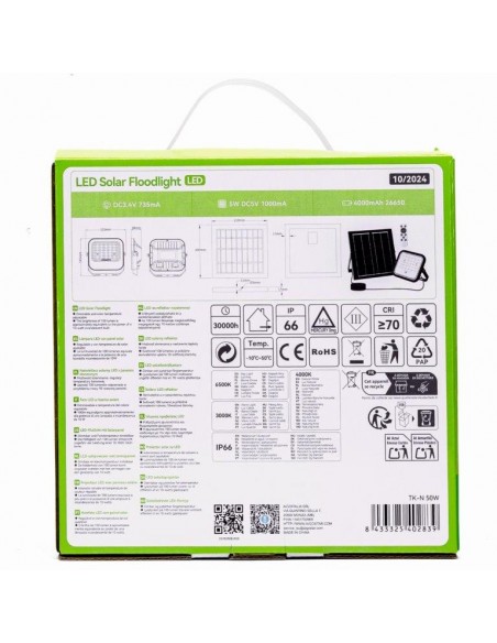 PROIETTORE FARO AD ENERGIA SOLARE  50W CON TELECOMANDO
