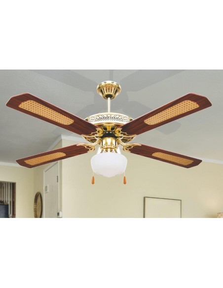 VENTILATORE CON LAMPADA A SOFFITTO 4 PALE4 pale d130 legno