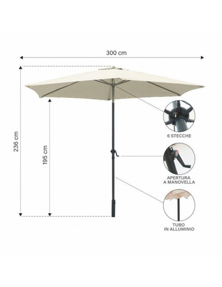 OMBRELLONE CUBA Ø3 MT ECRU