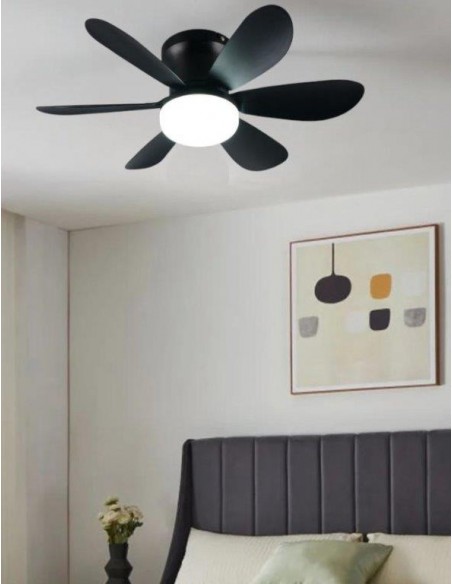 VENTILATORE DA SOFFITTO CON PLAFONIERA LED NERO LUND