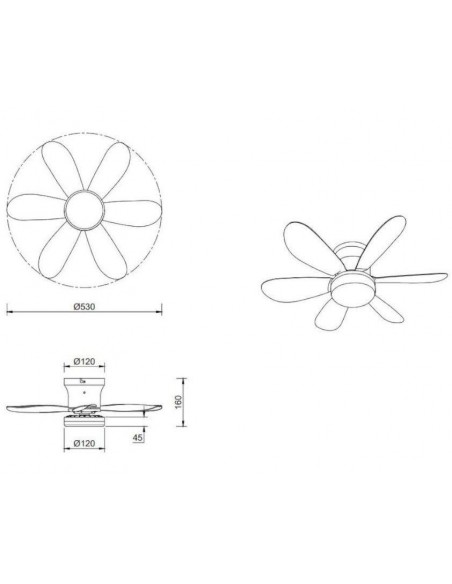 VENTILATORE DA SOFFITTO CON PLAFONIERA LED NERO LUND