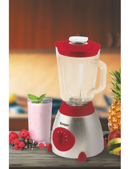 FRULLATORE VETRO 1.5LT 3VEL 850W ROSSO/ACCIAIO