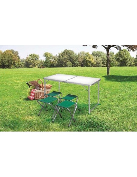 SET TAVOLO A  VALIGETTA CON QUATTRO SGABELLI 120X6